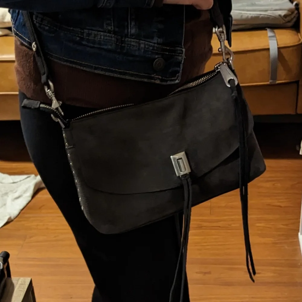 Rebecca Minkoff Zip Top Darren Crossbody Gray Suede - Picture 5 of 9